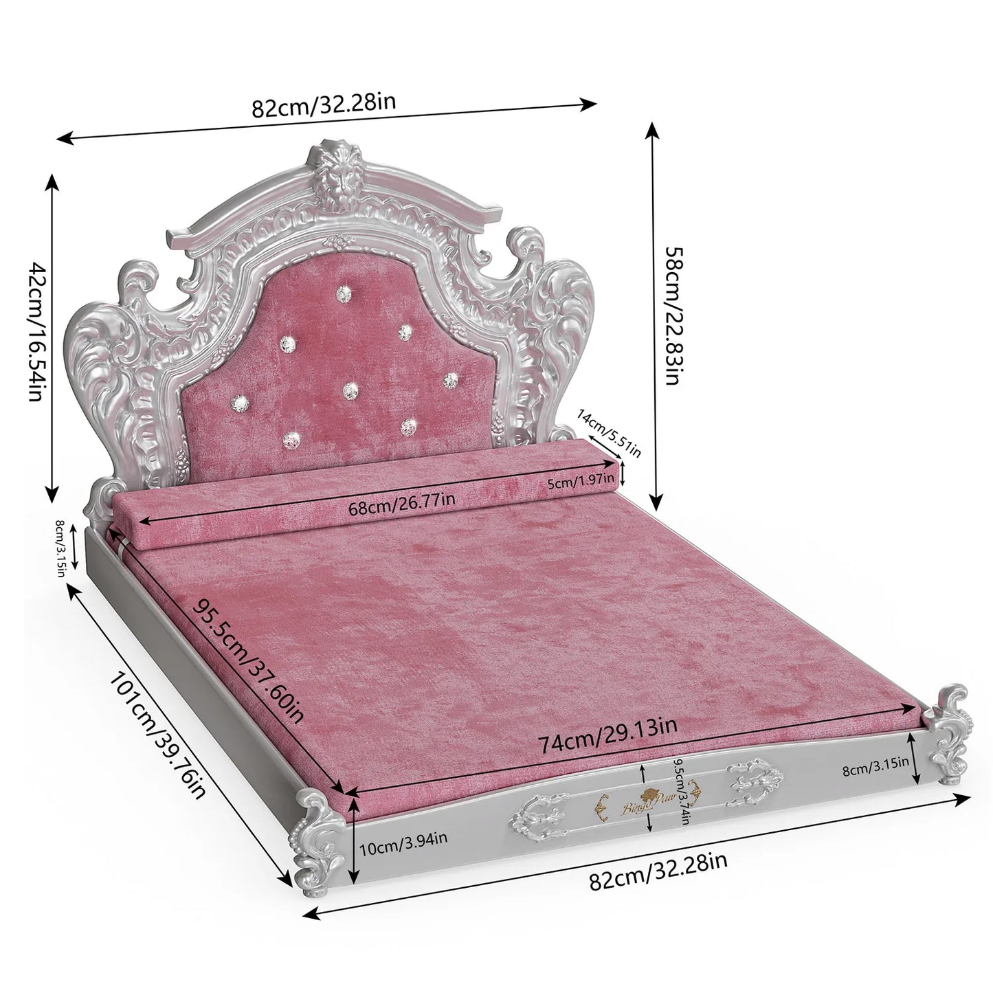 Bingopaw Luxury Pet Bed With Headboard Dutch Velvet