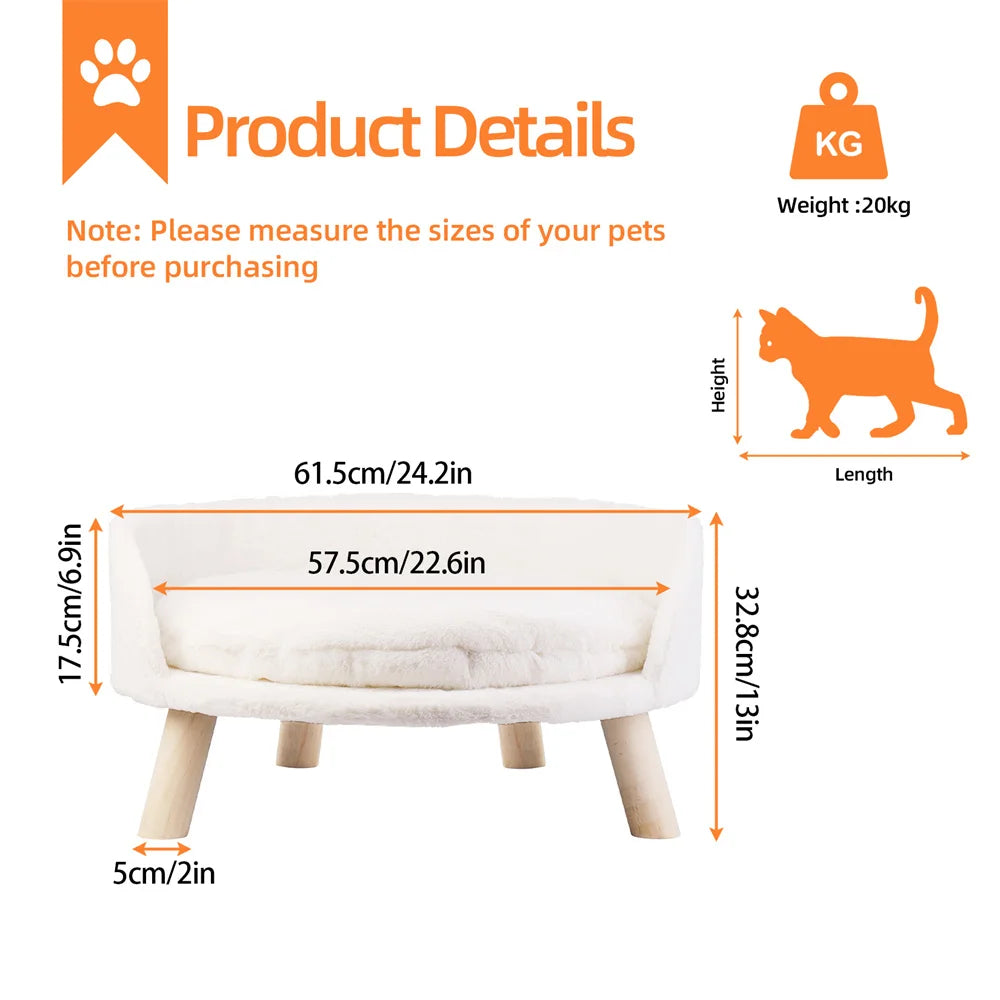 BORWARTCN Ultra Soft Elevated Pet Sofa Bed With Cushion