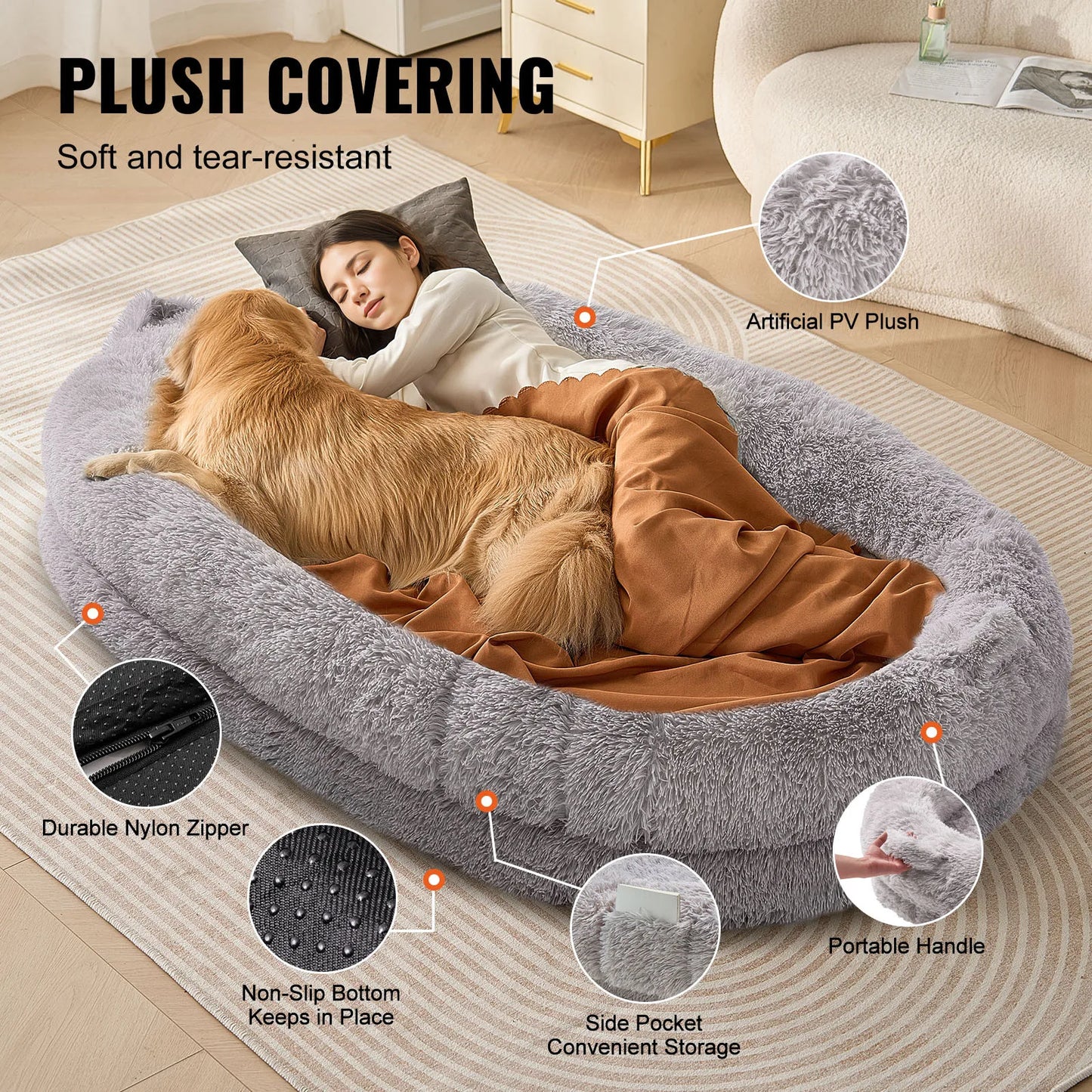 Guangdong CN Human Dog Bed Corduroy Velvet Washable