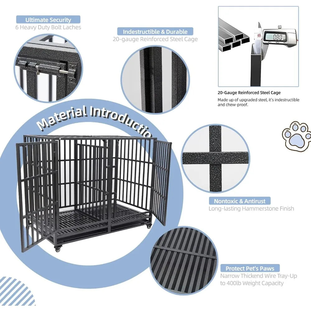 SHUSHIM Heavy Duty Indestructible EscapeProof Dog Crate