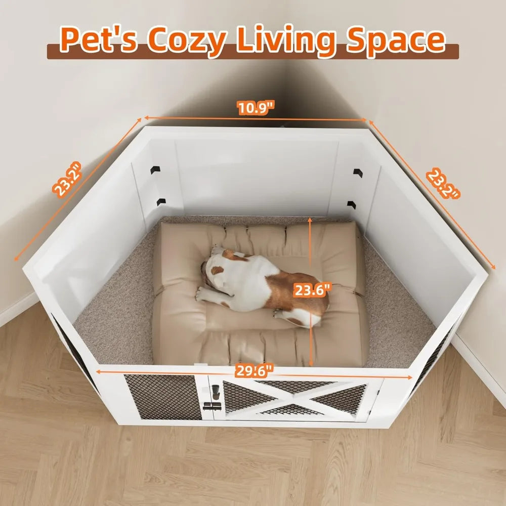 Hign-Concerned Corner Dog Crate Furniture Wooden Mesh Table