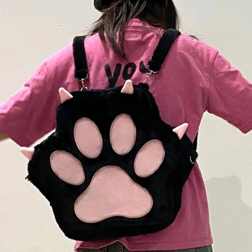 APWIKOGER Cat Paw Plush Backpack For Women Girls School Bag