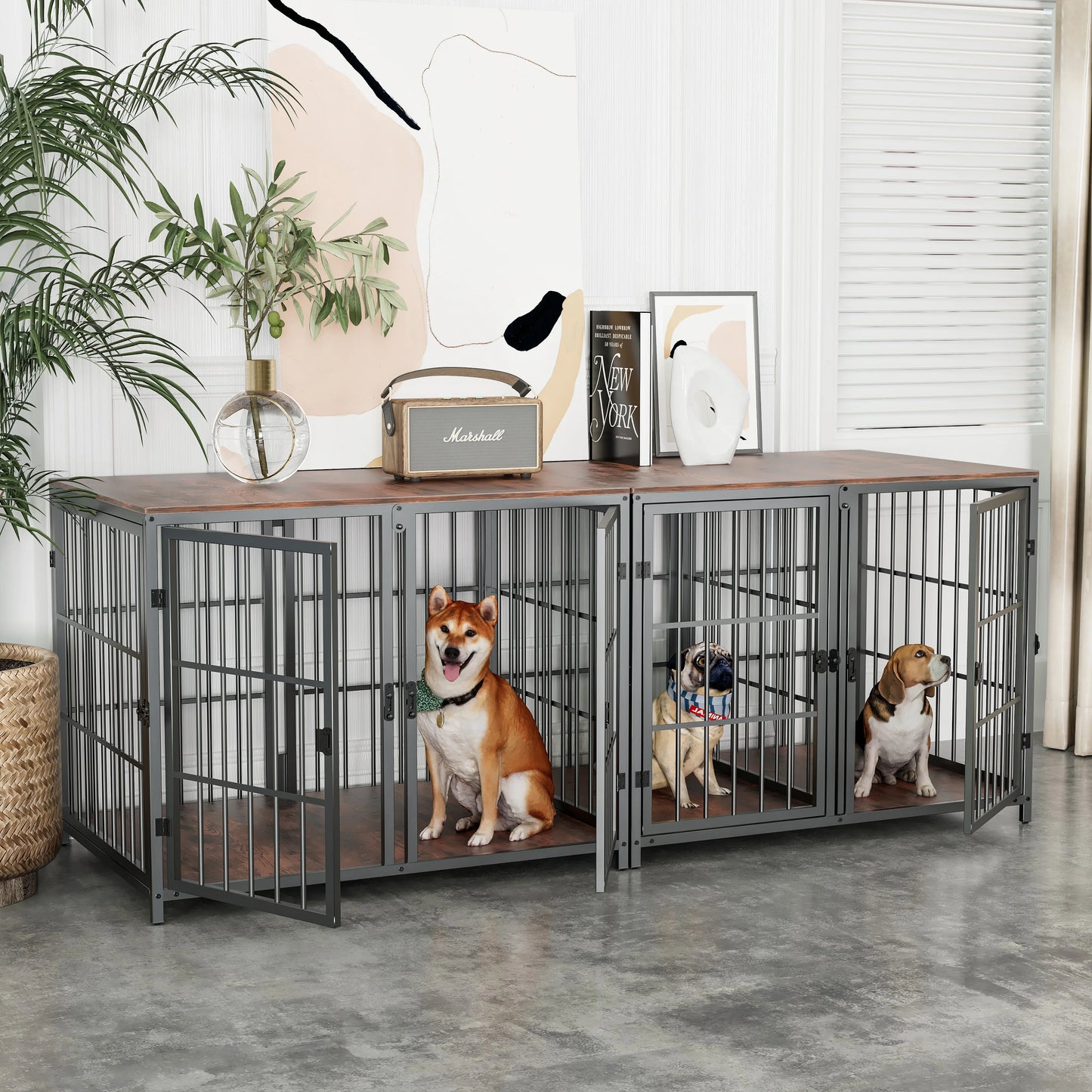 BINGOPAWH Heavy Duty Dog House End Table With Four Doors