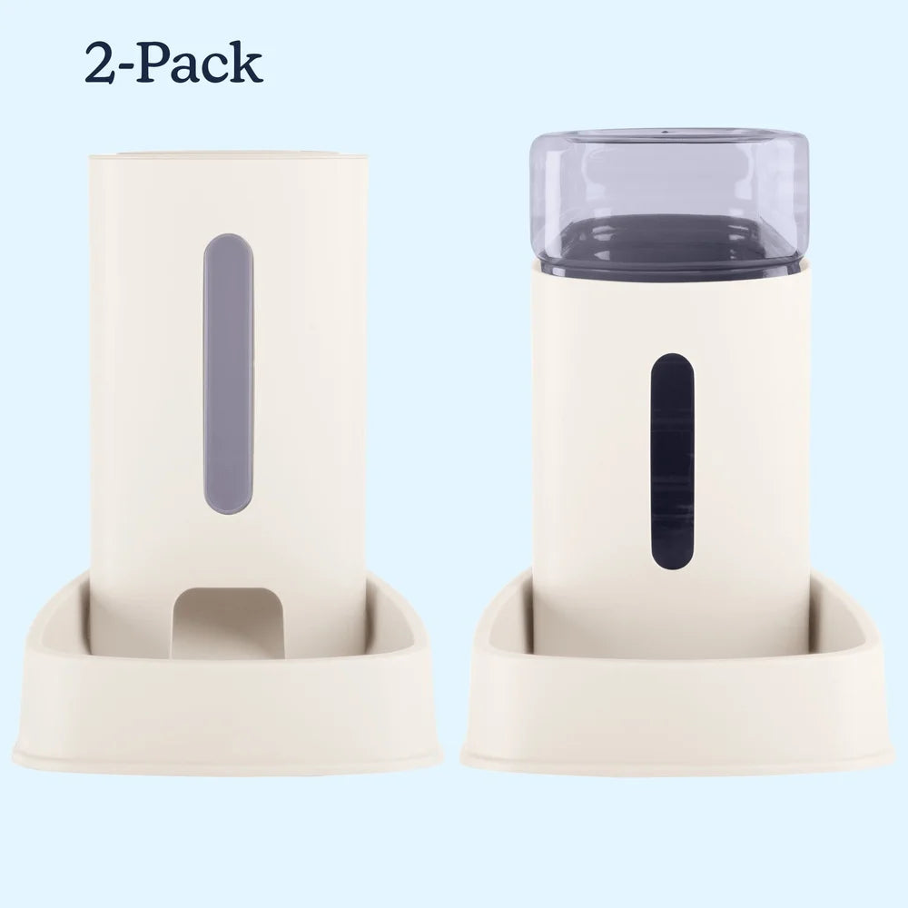 XMSJH Automatic Pet Feeder Water Dispenser Dual Pack