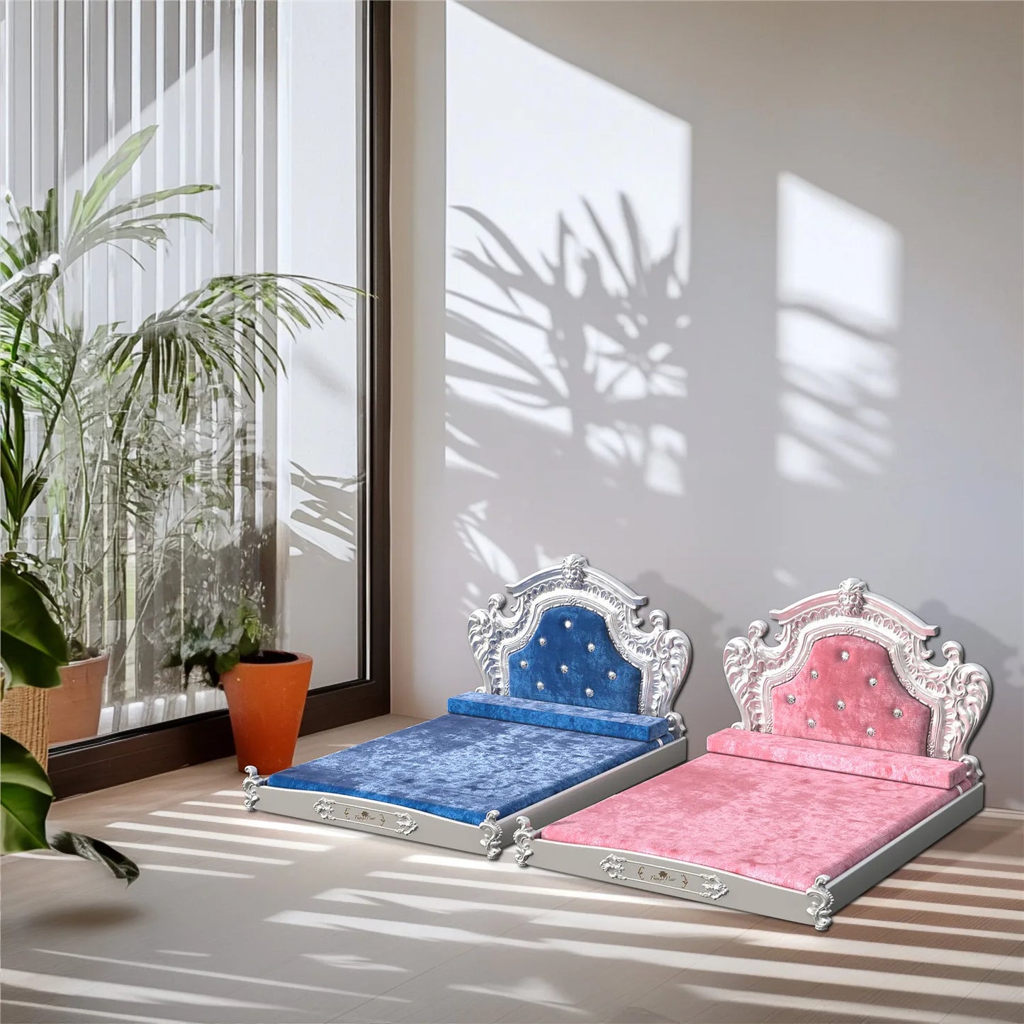 Bingopaw Luxury Pet Bed With Headboard Dutch Velvet