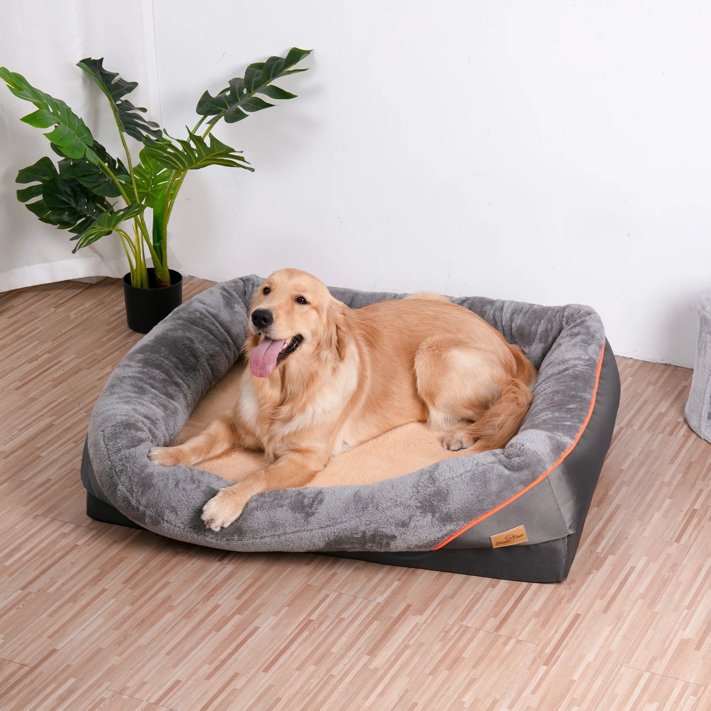 BINGOPAWCN Orthopedic Dog Bed With Removable Cover Bolster