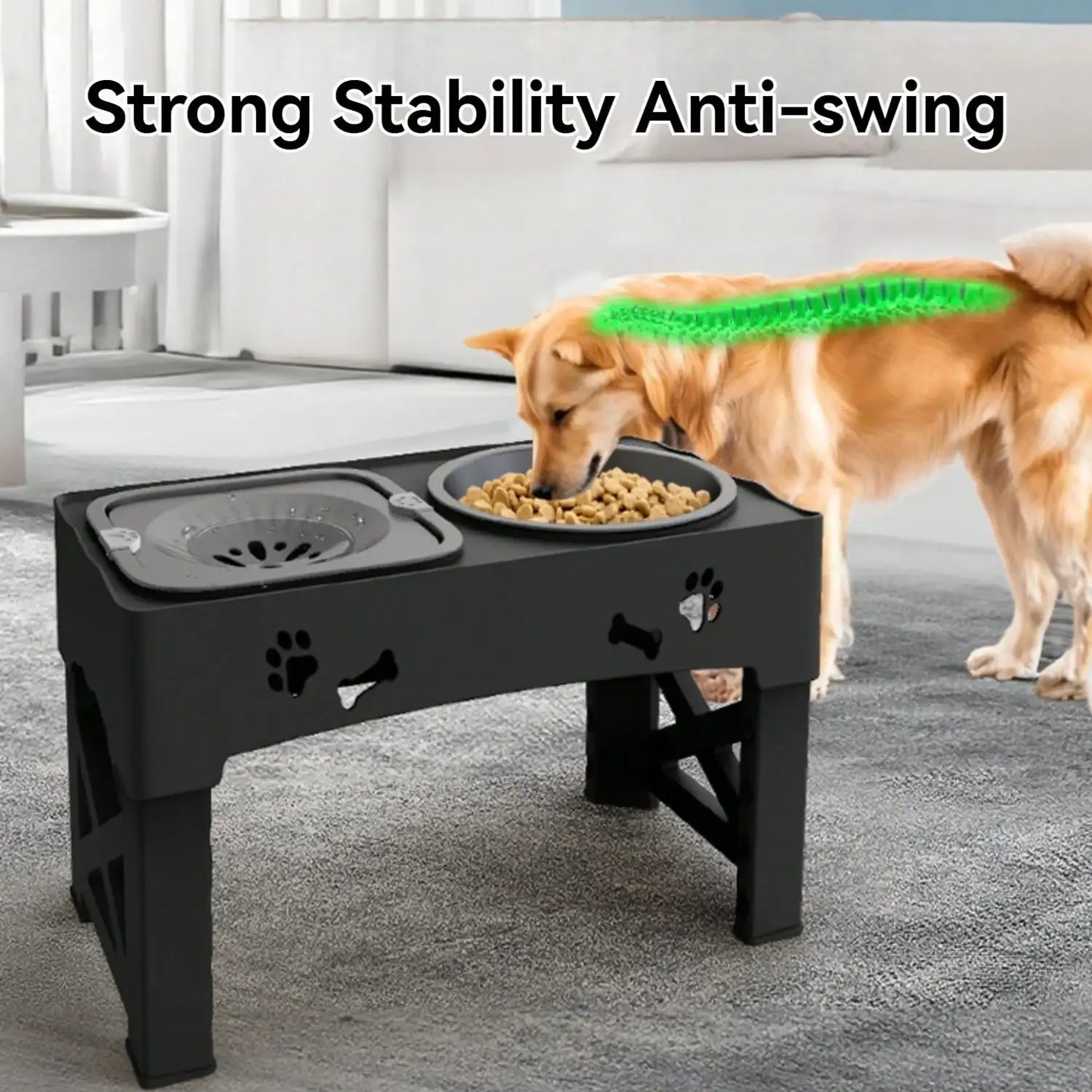 Hign-Concerned Double Bowl Pet Feeder With Adjustable Height