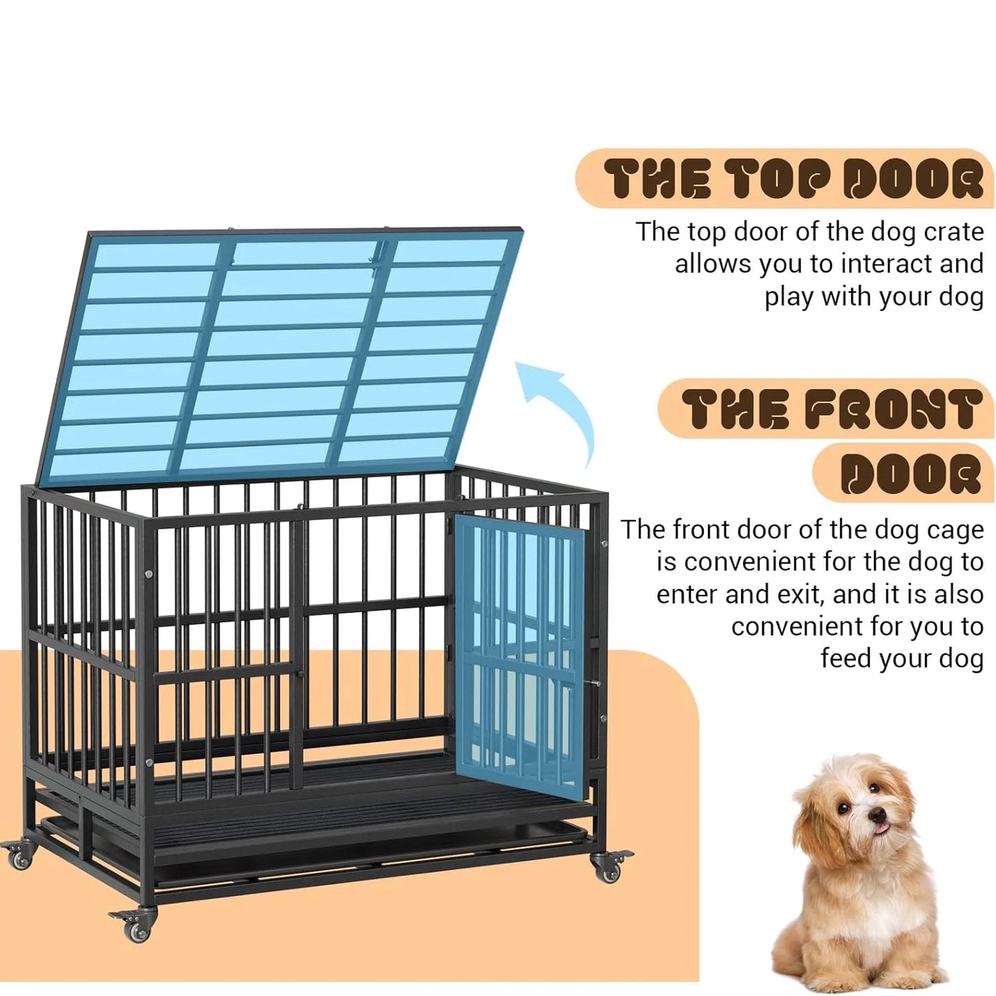 DishyKooker Foldable Indoor Dog Cage With Double Door
