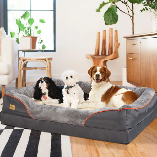 BINGOPAWCN Orthopedic Dog Bed With Removable Cover Bolster