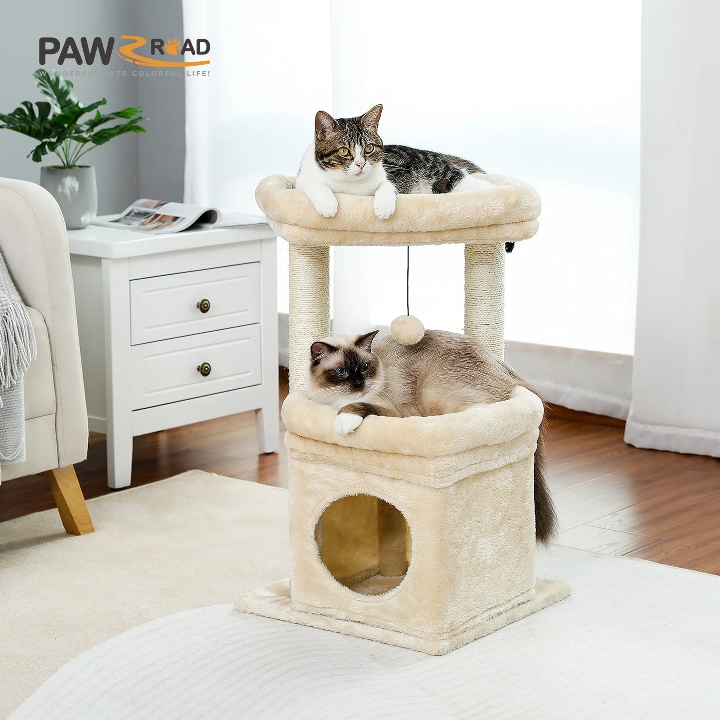 PEQULTICN Cat Tree Tower With Cozy Condo And Perch For Cats