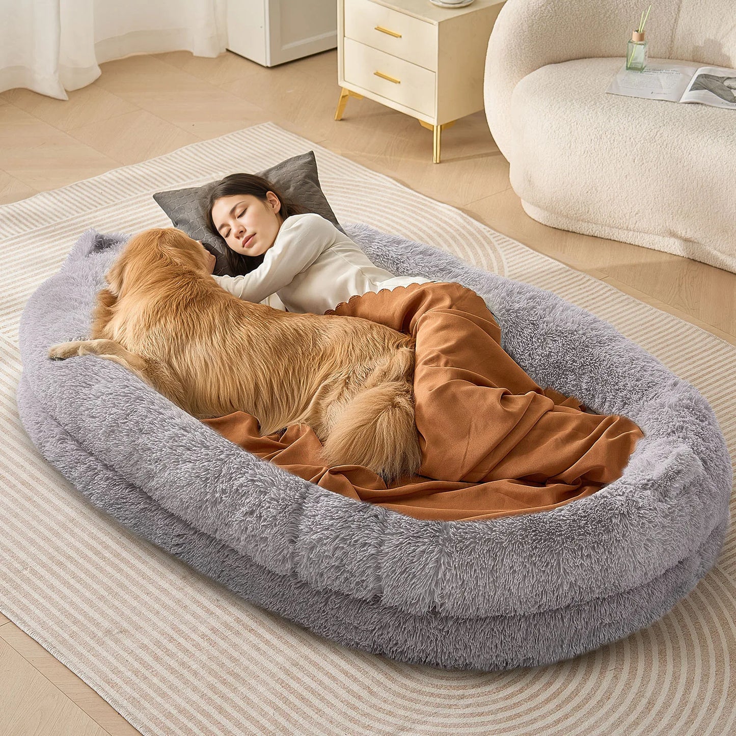 Guangdong CN Human Dog Bed Corduroy Velvet Washable