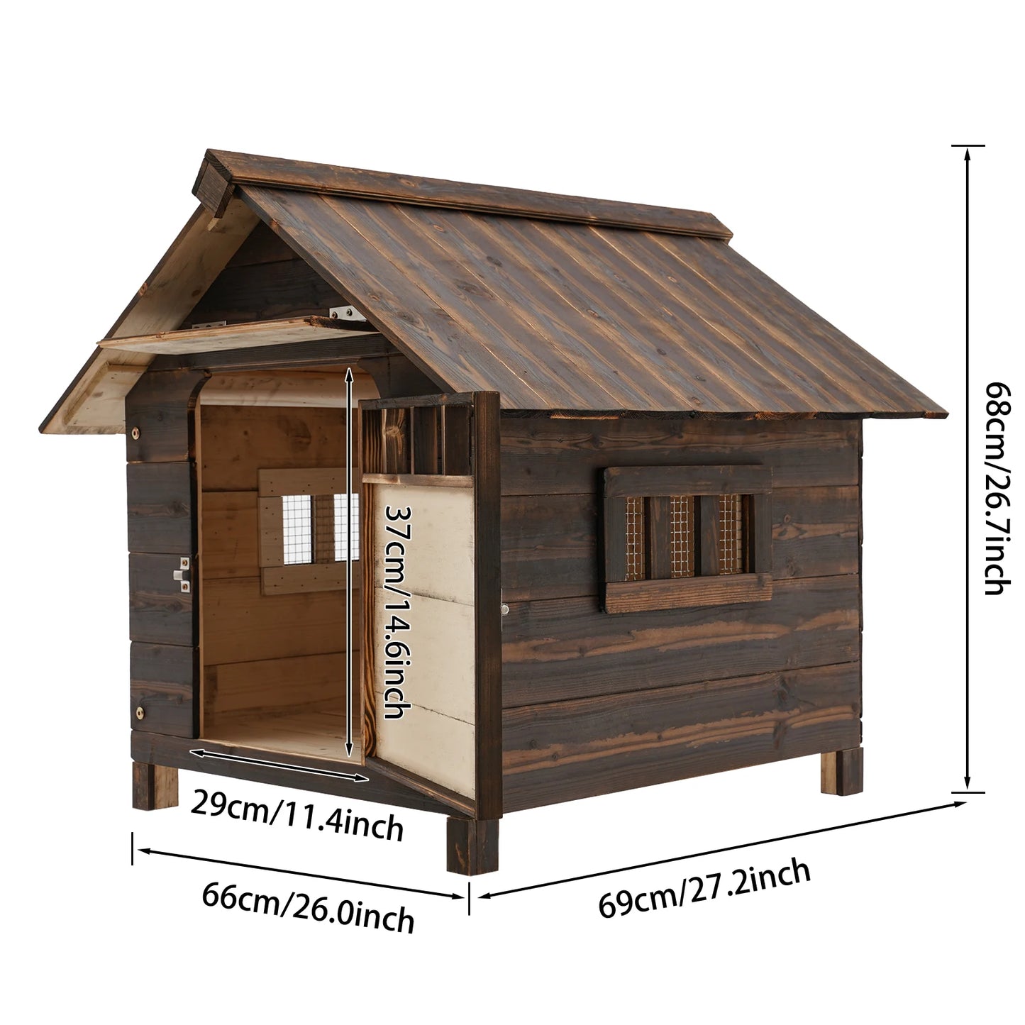 Hign Concerned Water Resistant Wooden Dog House With Window