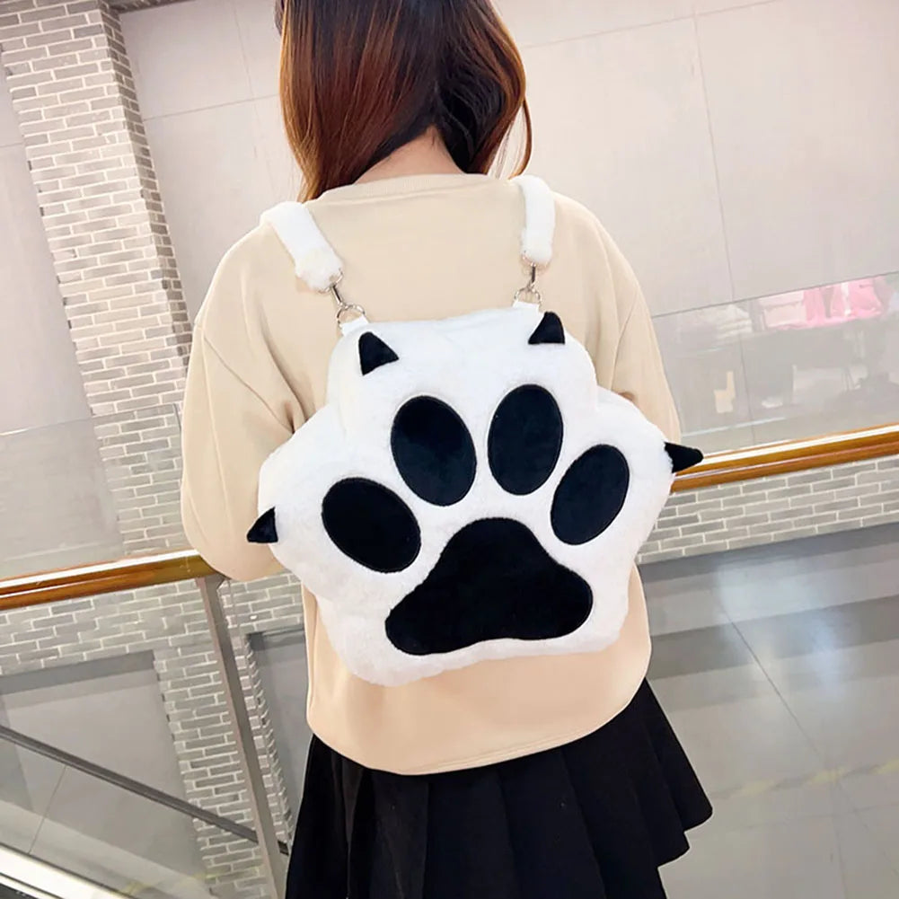 APWIKOGER Cat Paw Plush Backpack For Women Girls School Bag