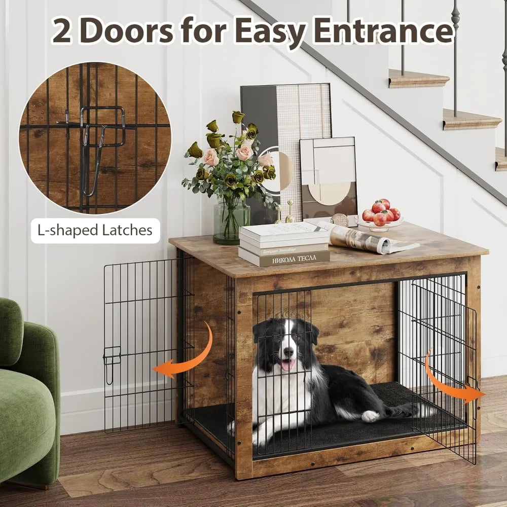 Hign Concerned Dog Crate Furniture With Cushion Doors