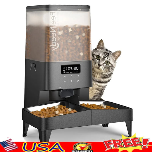 XMSJ Automatic Cat Feeder Timed Dispenser With 2 Bowls
