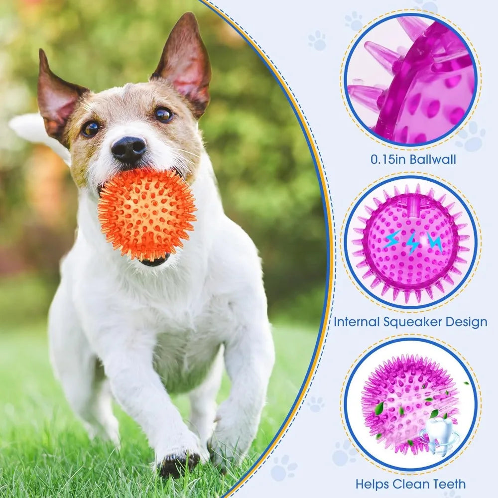 Hign Concerned 50 Pack Squeaky Spiky Dog Toys for Chewers