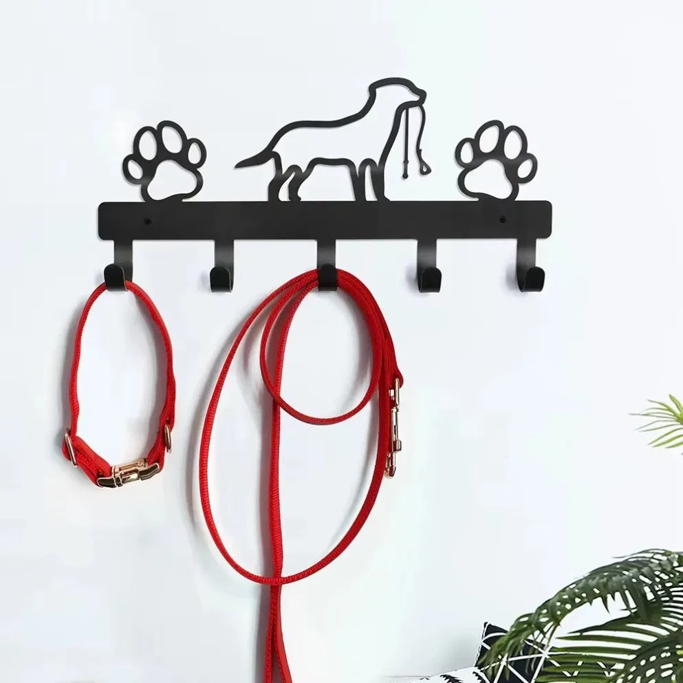 HELLOYOUNG Metal Paw Dog Hanger 5 Hook Wall Rack Organizer