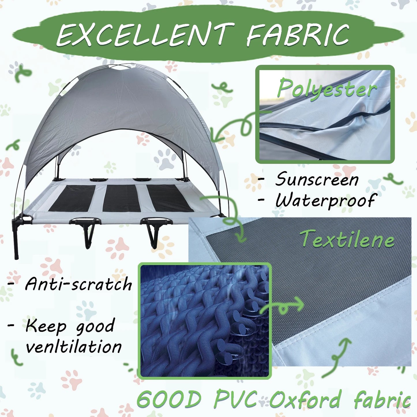 Elevated Canopy Dog Bed With Anti Scratch Oxford Fabric