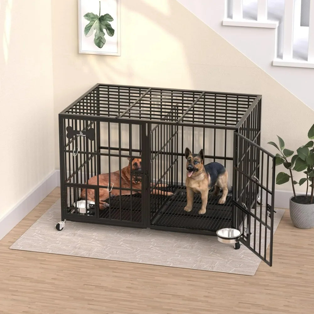 XMSJ Heavy Duty Metal Dog Crate For Dogs With Divider