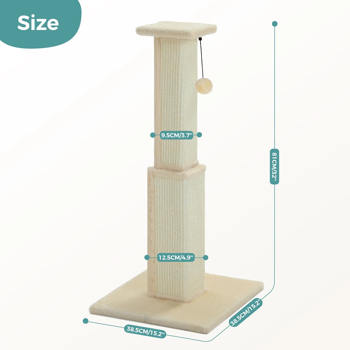 PAWZ Road Indoor Cat Scratching Post With Woven Sisal Toy