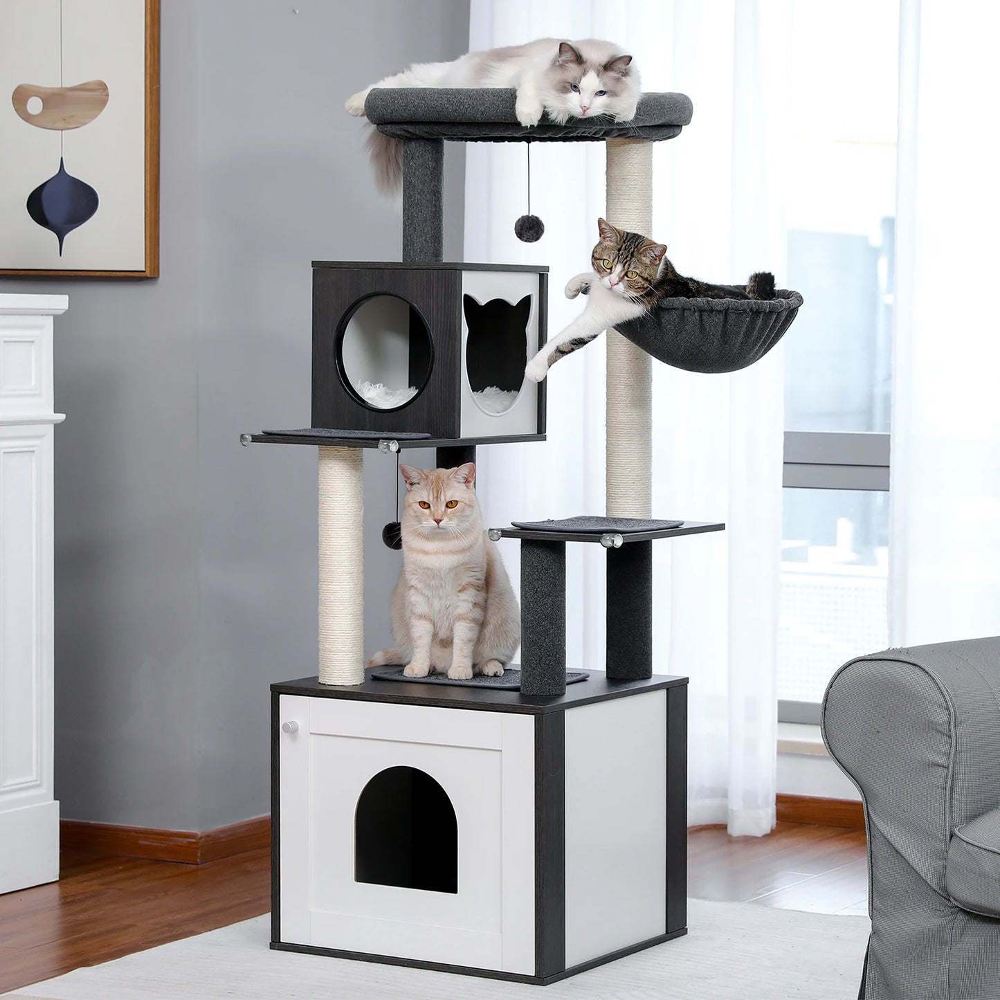 PAWZ Road Multi Level Cat Tree Indoor Wood Tower Scratcher