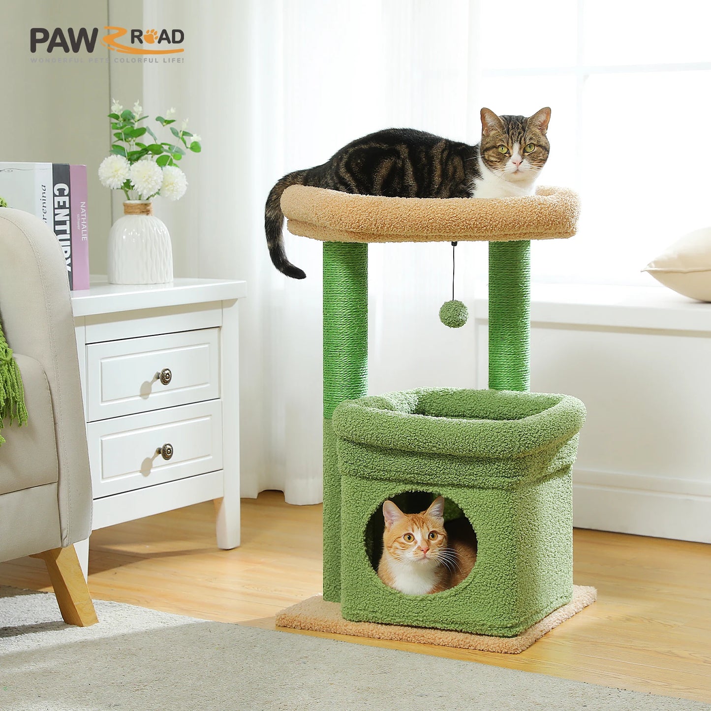 PEQULTICN Cat Tree Tower With Cozy Condo And Perch For Cats