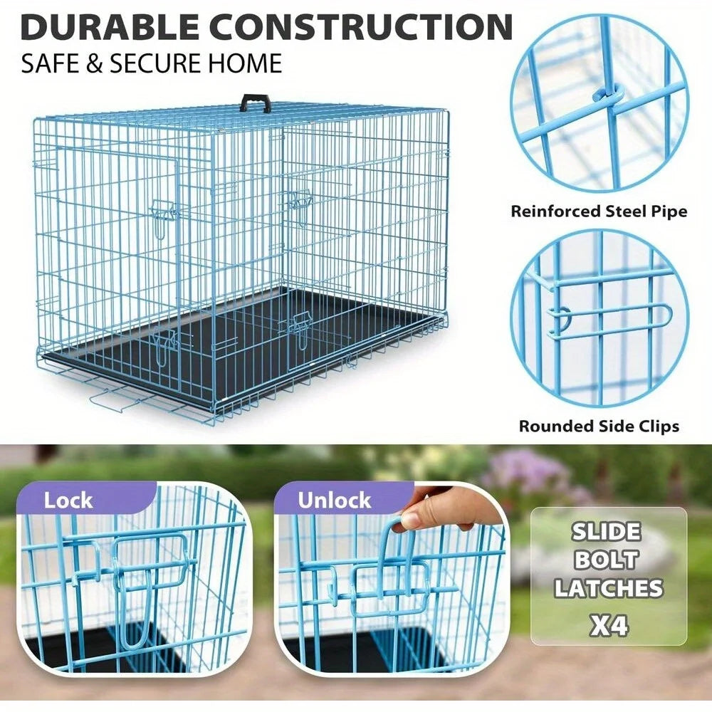 Luck And Rays Folding Wire Kennel Heavy Duty Dog Crate
