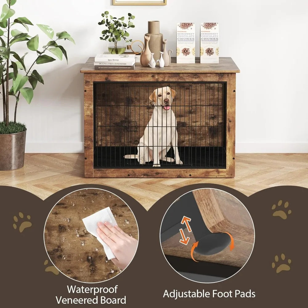 Hign Concerned Dog Crate Furniture With Cushion Doors