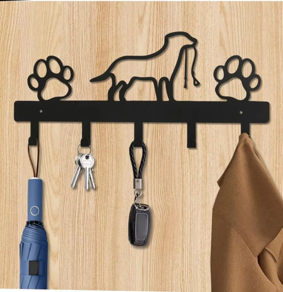 HELLOYOUNG Metal Paw Dog Hanger 5 Hook Wall Rack Organizer