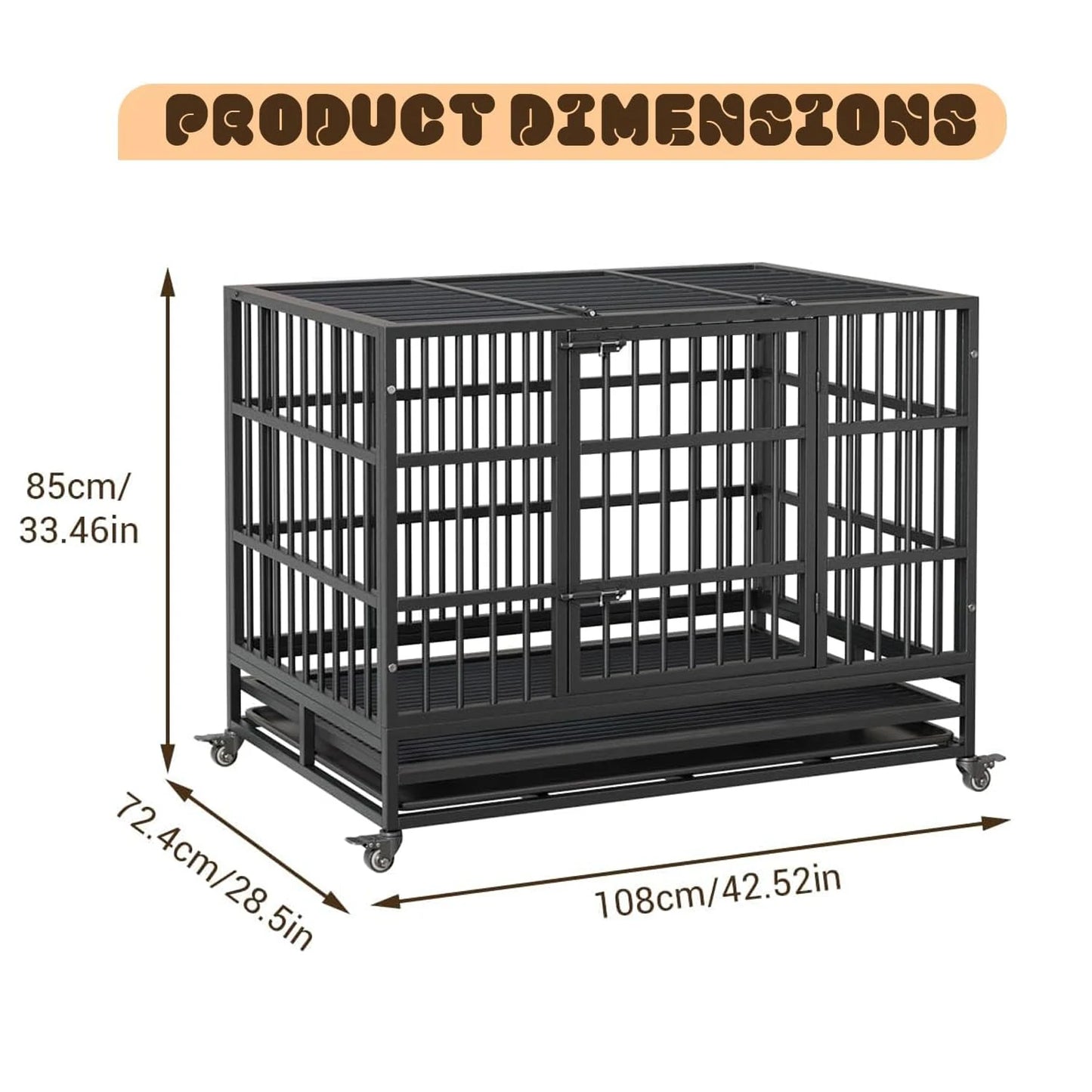 DishyKooker Foldable Indoor Dog Cage With Double Door