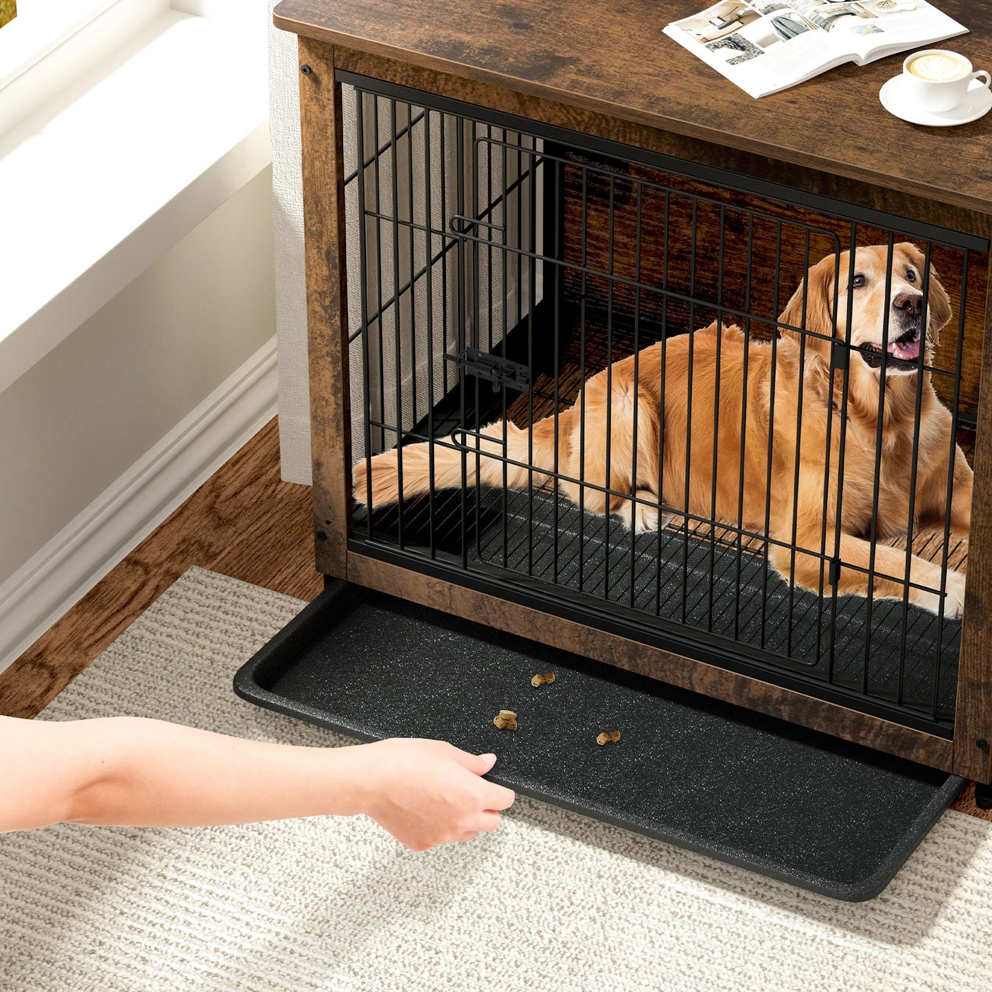 BINGOPAW Dog Cage End Table Kennel Crate Indoor Wood