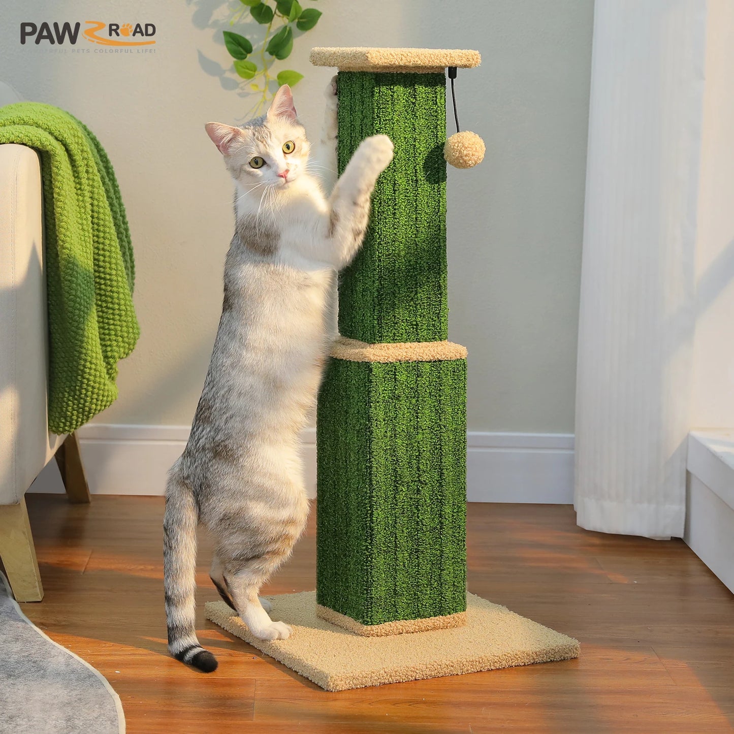 PAWZ Road Indoor Cat Scratching Post With Woven Sisal Toy