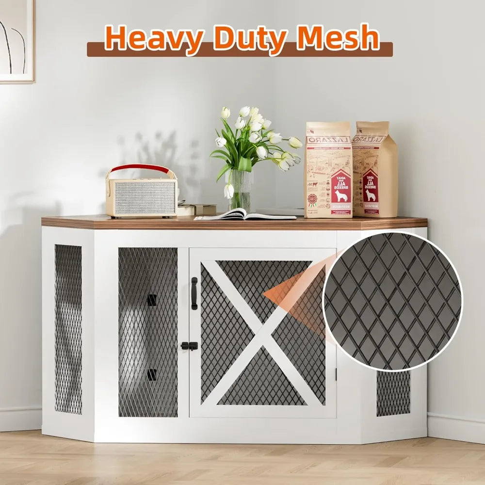 Hign-Concerned Corner Dog Crate Furniture Wooden Mesh Table