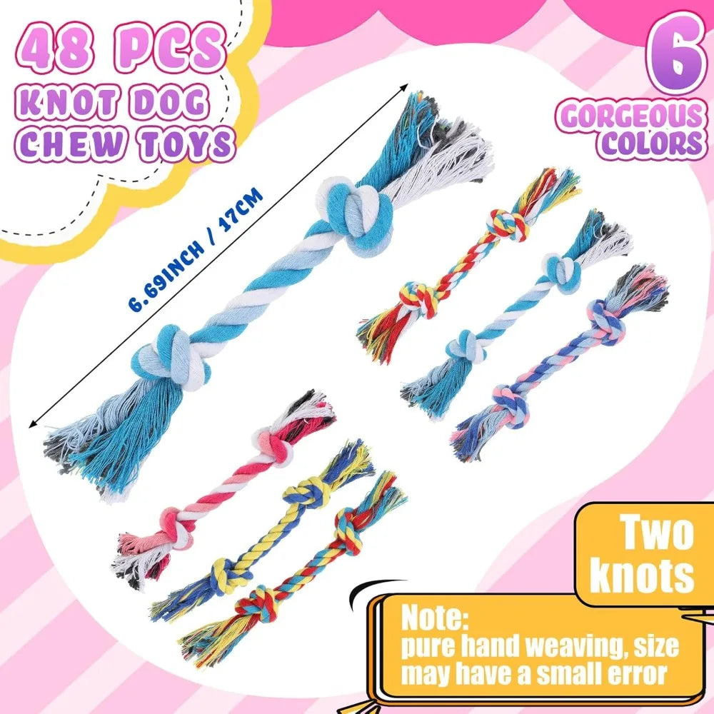 Syhood 48 Pcs Dog Toys Bulk Chew Ropes Tug Of War Aggressive